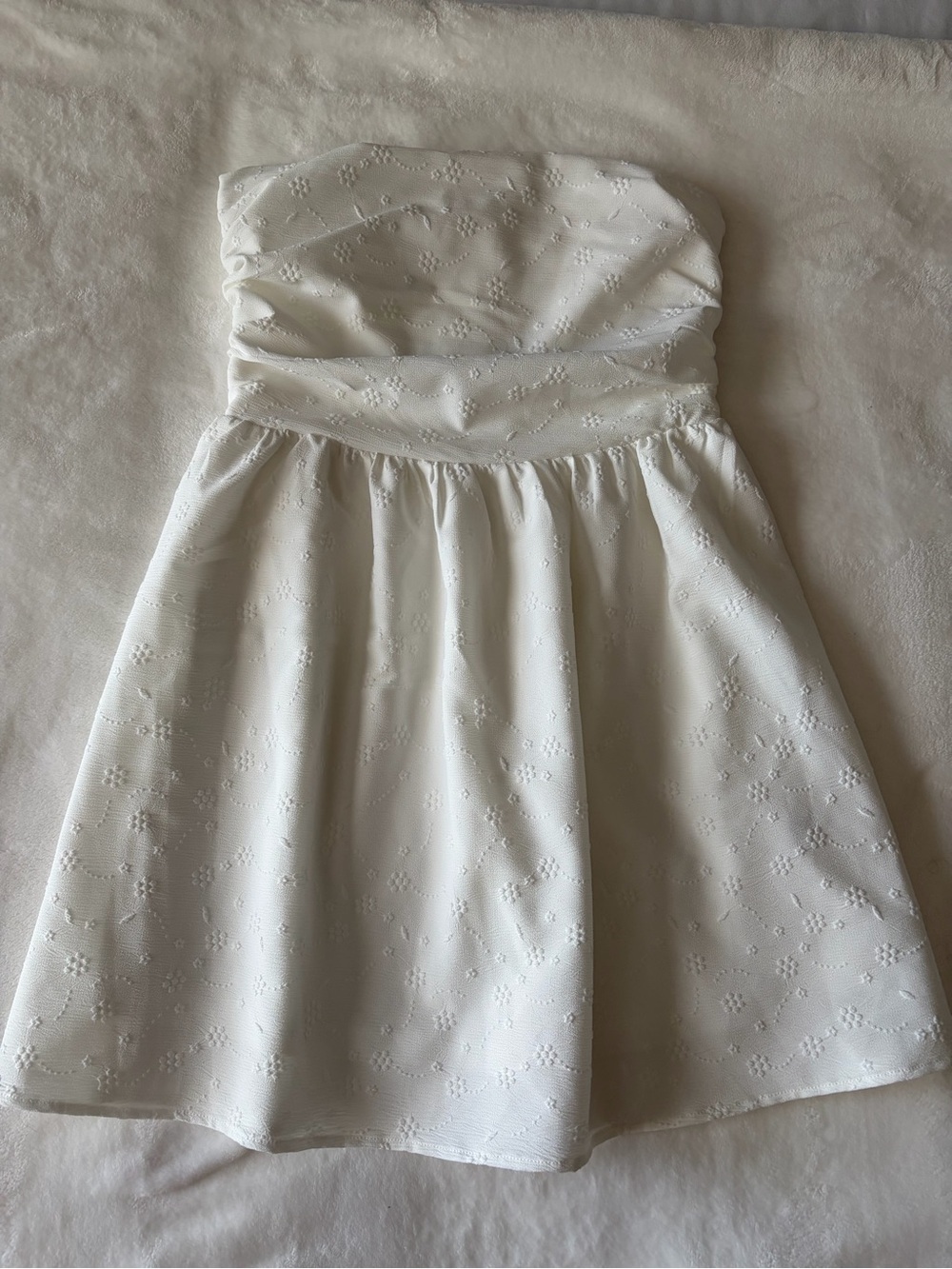 White Strapless Eyelet Dress